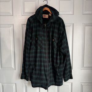Field N' Forest Vintage Mens 2XLT Lightweight Flannel Hooded Full Zip Jacket